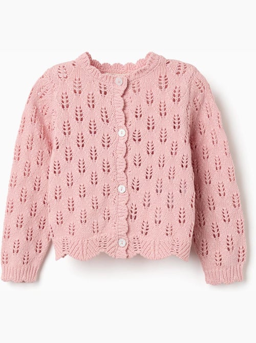 Cardigan traforato in cotone con bordi smerlati - Kiabi