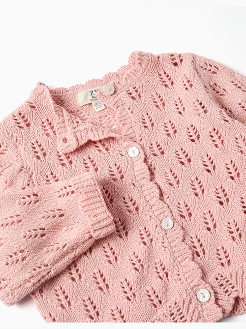 Cardigan traforato in cotone con bordi smerlati - Kiabi