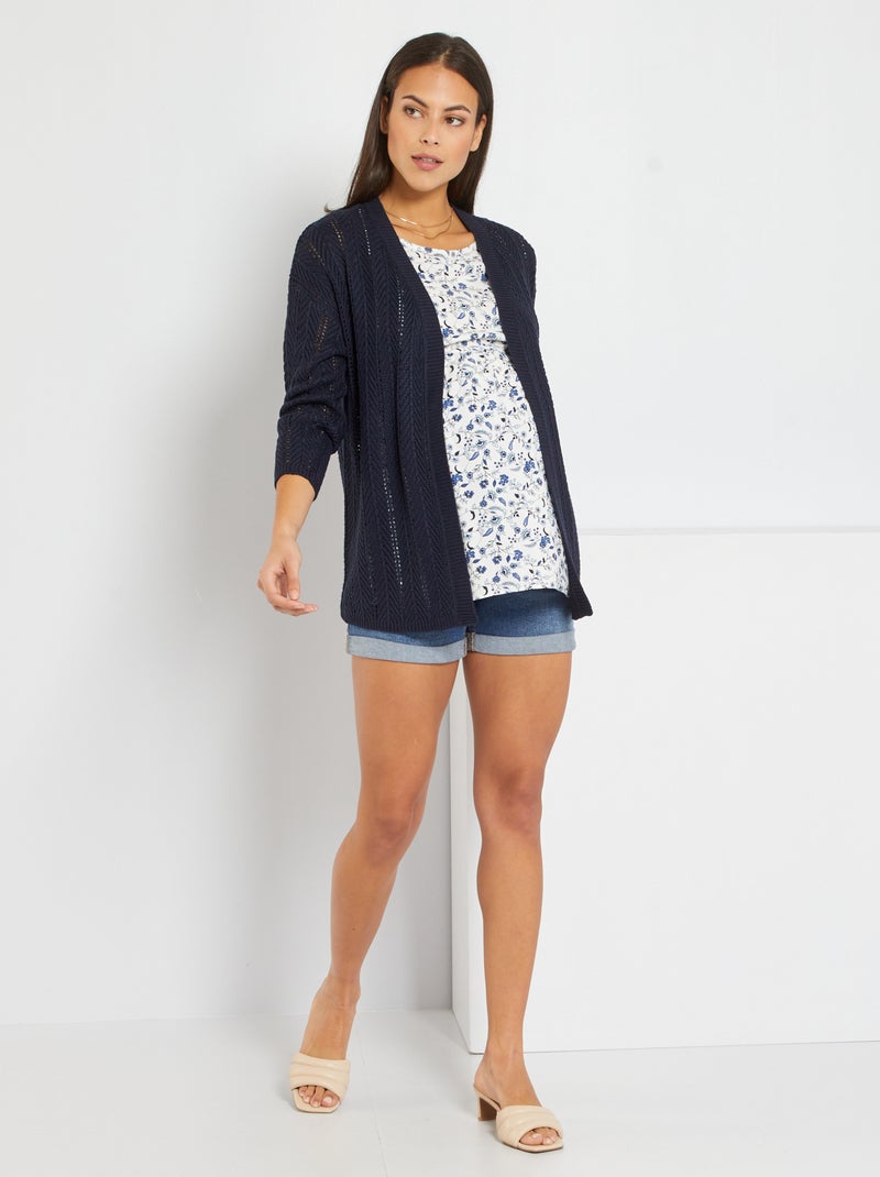 Cardigan traforato premaman blu - Kiabi