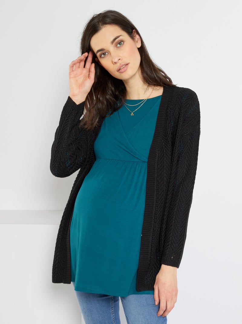 Cardigan traforato premaman Nero - Kiabi