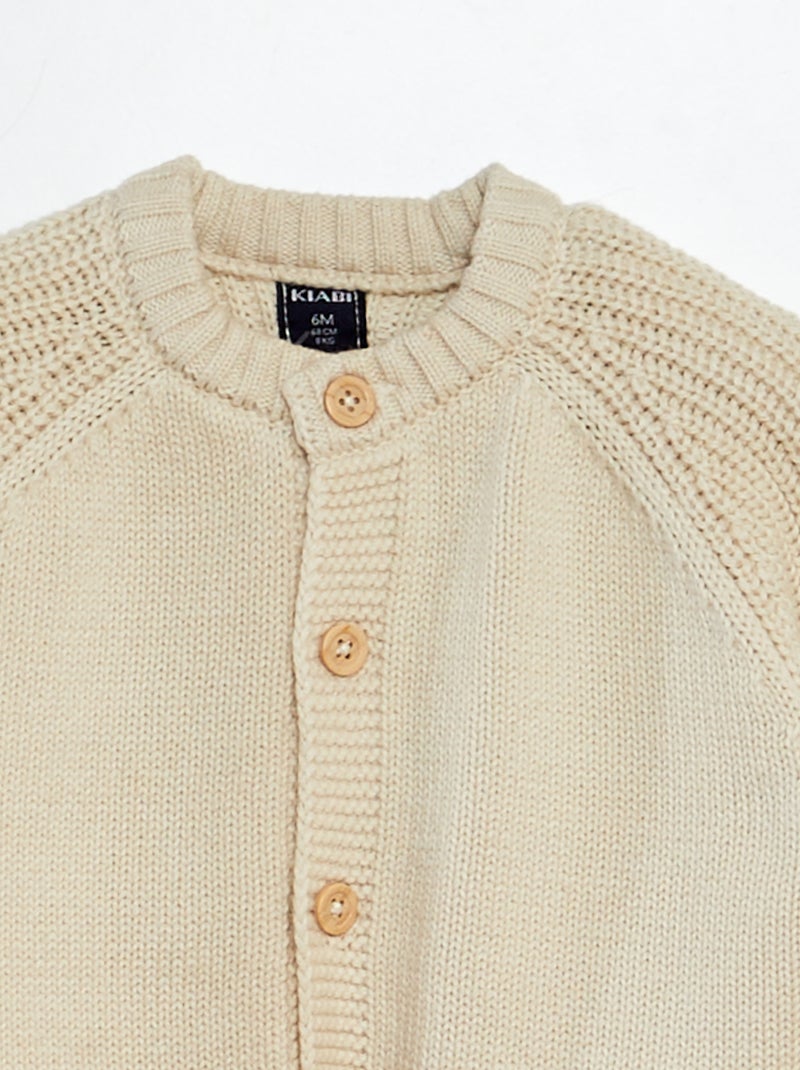 Cardigan tricot con bottoni BEIGE - Kiabi