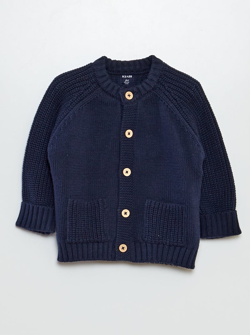 Cardigan tricot con bottoni blu - Kiabi