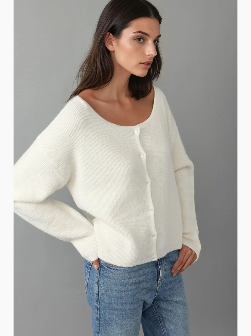 Cardigan ultra morbido a girocollo con bottoni a doppio uso hiccup Beige argilla - Kiabi