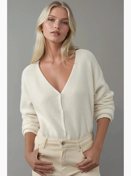 Cardigan ultra morbido con scollo a v, bottoni e doppio utilizzo hiccup - Kiabi Cardigan ultra morbido con scollo a v, bottoni e doppio utilizzo hiccup - Kiabi