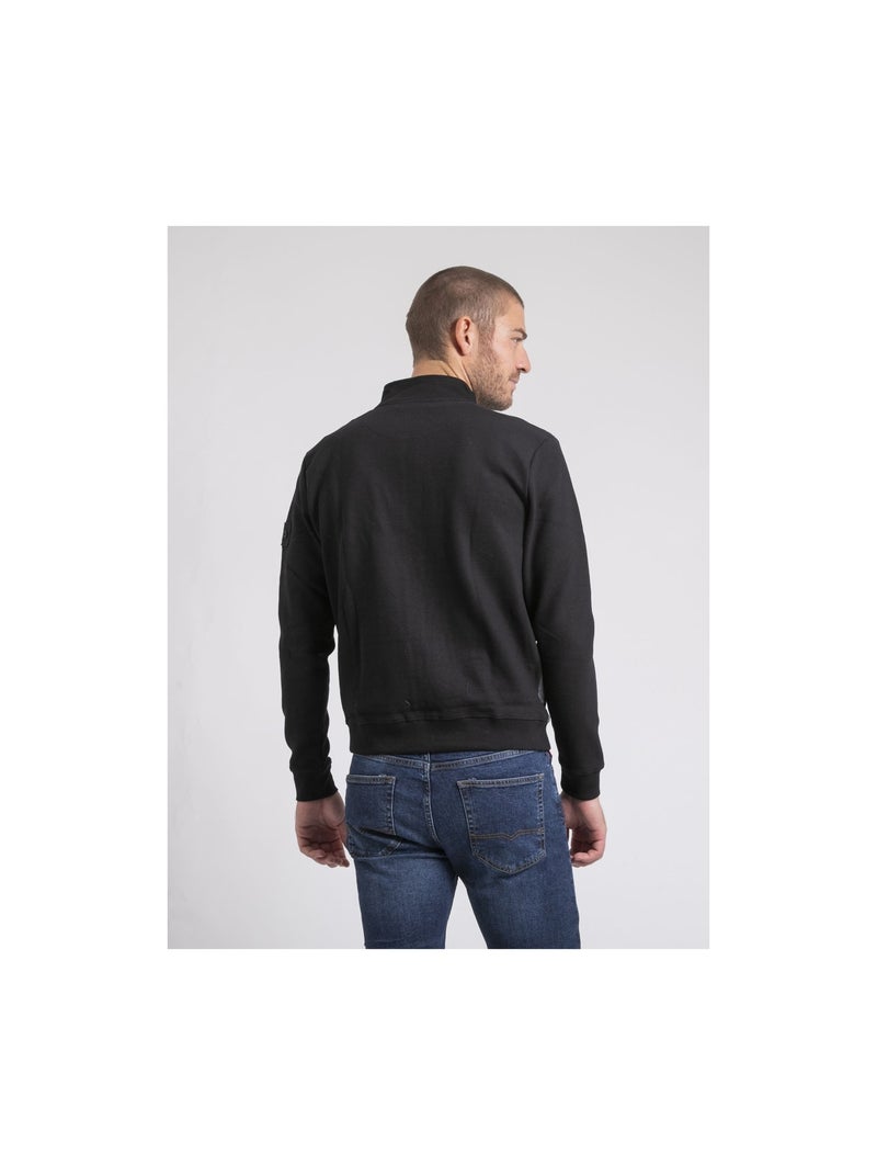 Cardigan zippé col montant bi-matière WILOFTI Nero - Kiabi