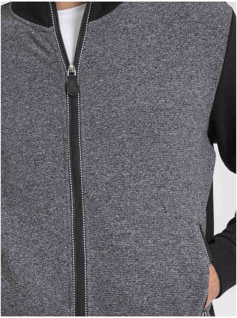 Cardigan zippé col montant bi-matière WILOFTI Nero - Kiabi