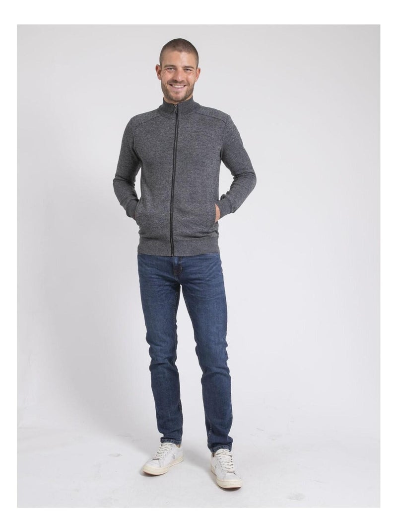 Cardigan zippé col montant LUMORAY Grigio - Kiabi
