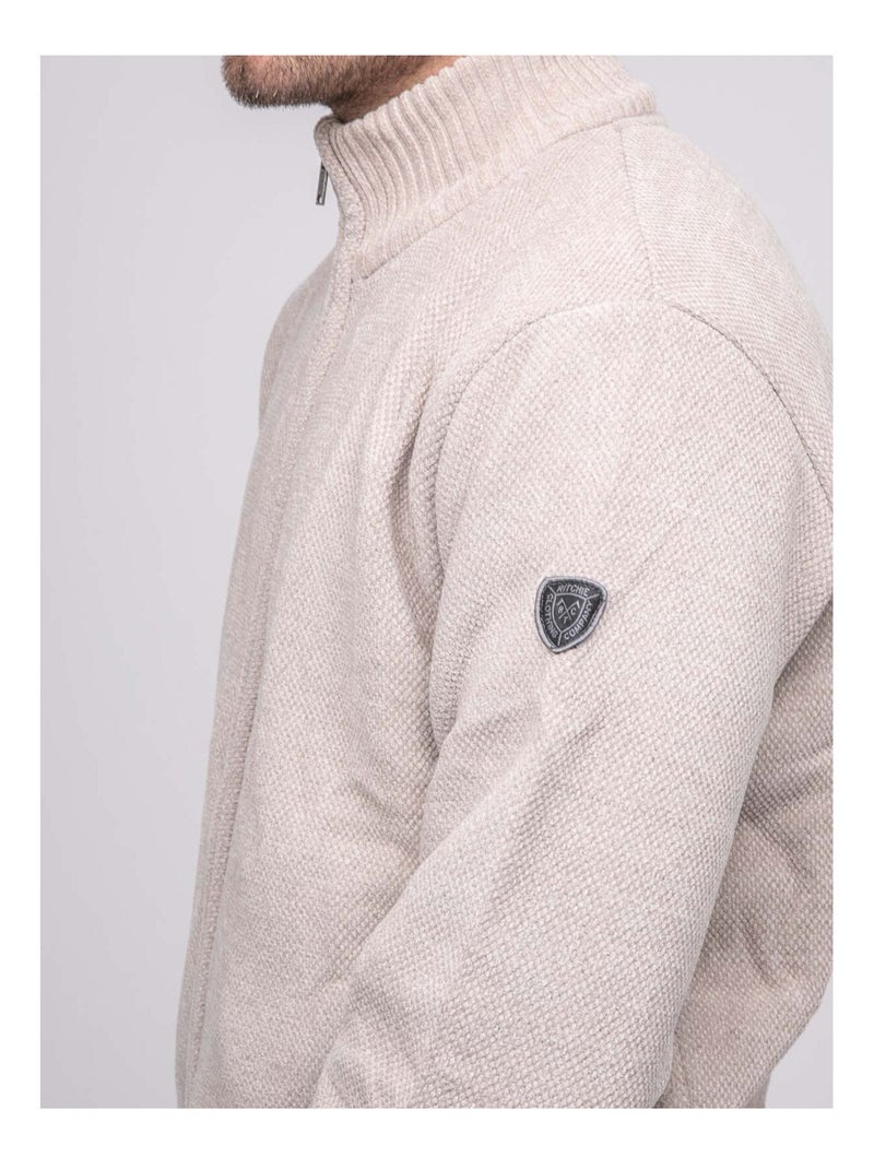 Cardigan zippé col montant LYGALE Beige - Kiabi