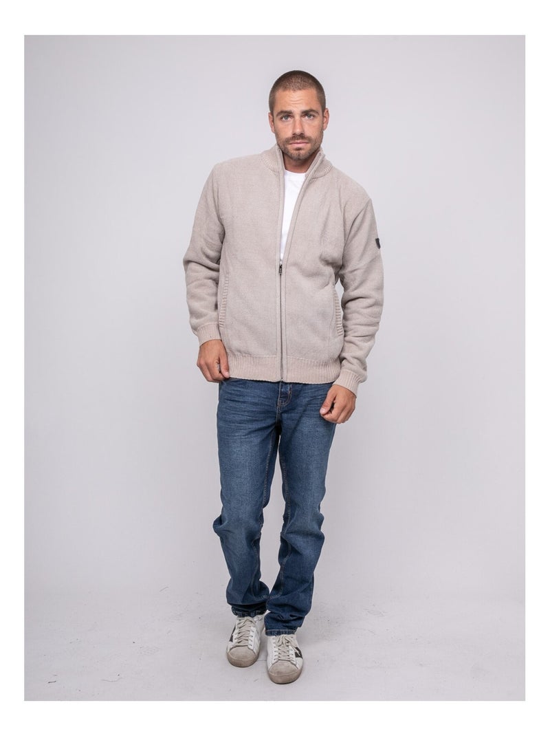 Cardigan zippé col montant LYGALE Beige - Kiabi