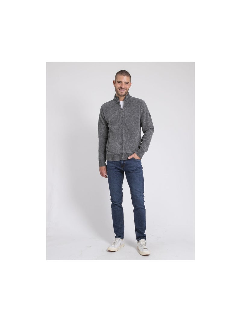 Cardigan zippé col montant LYGALE Grigio - Kiabi