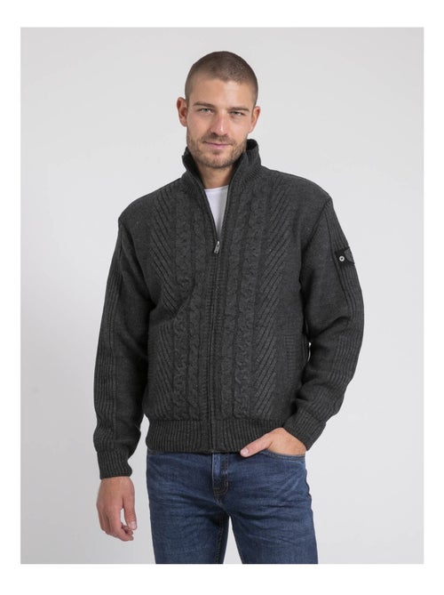Cardigan zippé col montant pur coton LITRITON - Kiabi