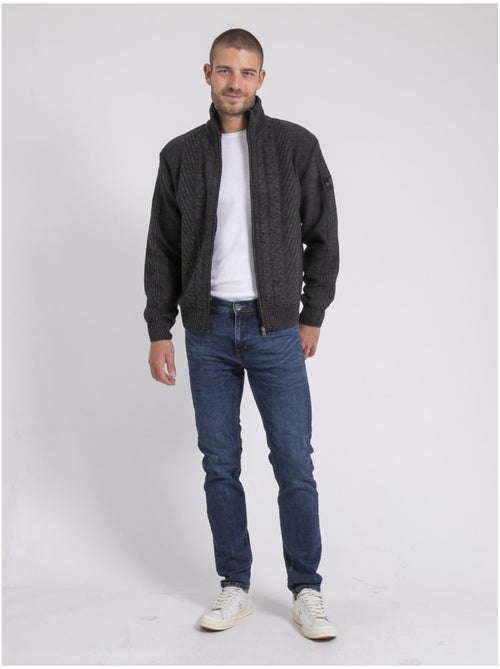 Cardigan zippé col montant pur coton LITRITON - Kiabi