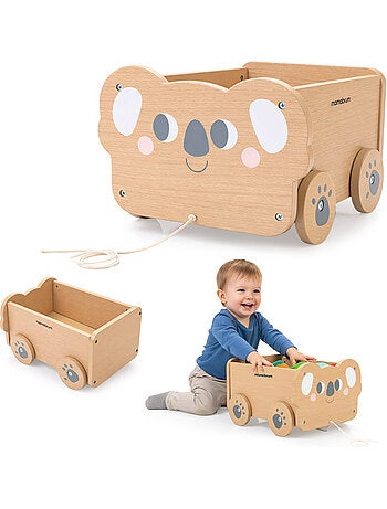 Carrello da tirare legno bambini 30x26cm portaoggetti koala mamabrum
