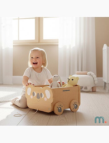 Carrello da tirare legno bambini 30x26cm portaoggetti koala mamabrum