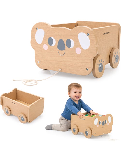 Carrello da tirare legno bambini 30x26cm portaoggetti koala mamabrum - Kiabi