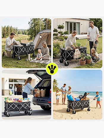Carrello da Trasporto Pieghevole HyperMotion 250L con Ruote All Terrain e Struttura in Acciaio 100kg