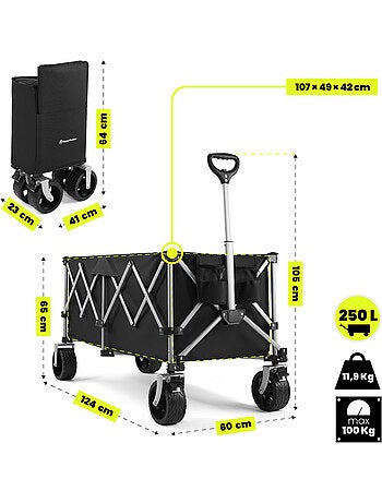 Carrello da Trasporto Pieghevole HyperMotion 250L con Ruote All Terrain e Struttura in Acciaio 100kg