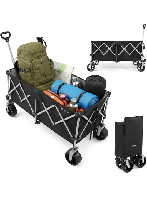 Carrello da Trasporto Pieghevole HyperMotion 250L con Ruote All Terrain e Struttura in Acciaio 100kg - Kiabi