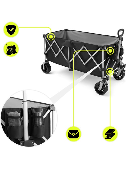 Carrello da Trasporto Pieghevole HyperMotion 250L con Ruote All Terrain e Struttura in Acciaio 100kg - Kiabi