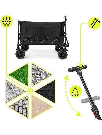 Carrello HyperMotion 200L pieghevole 80kg ruote tutto terreno robusto pratico compatto facile uso