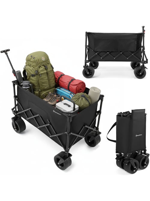 Carrello HyperMotion 200L pieghevole 80kg ruote tutto terreno robusto pratico compatto facile uso - Kiabi