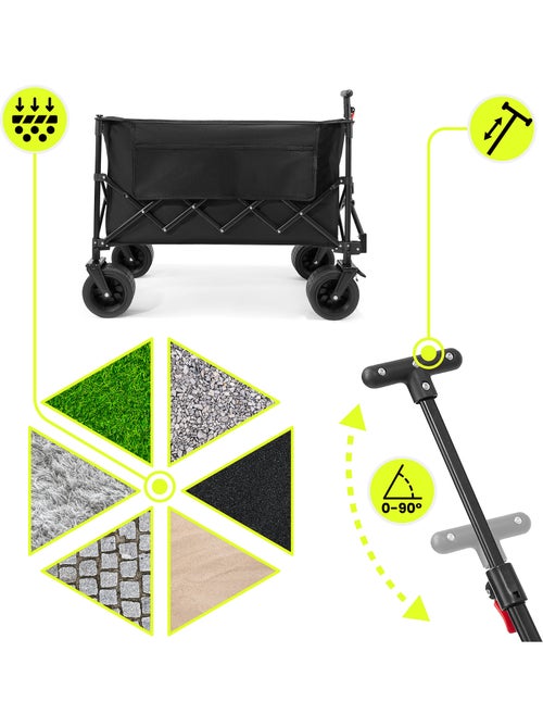 Carrello HyperMotion 200L pieghevole 80kg ruote tutto terreno robusto pratico compatto facile uso - Kiabi