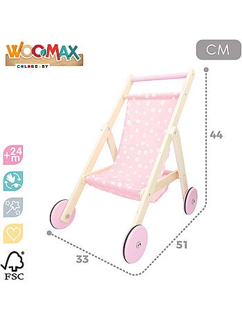 Carrello per bambole 36 cm in legno WOOMAX