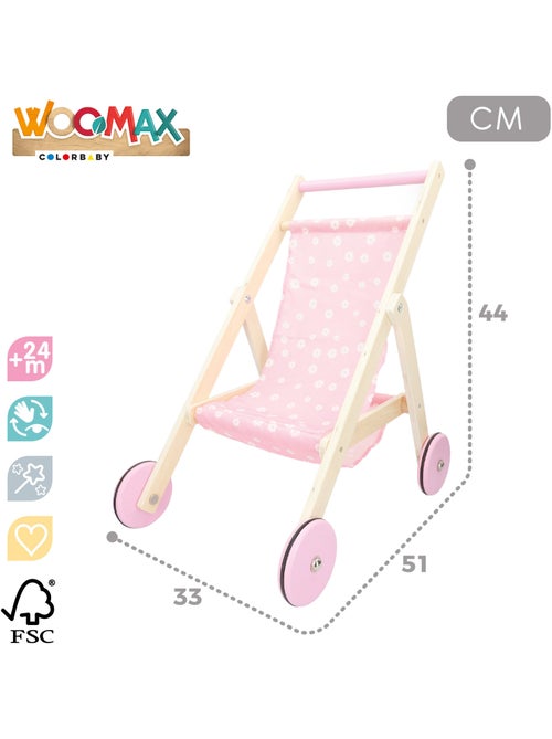 Carrello per bambole 36 cm in legno WOOMAX - Kiabi