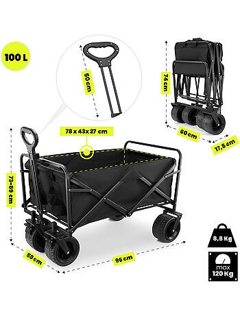 Carrello Pieghevole HyperMotion 100L Robusto 120kg, Ruote 360°, Tutto Terreno, Facile da Trasportare