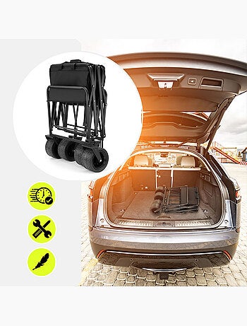 Carrello Pieghevole HyperMotion 100L Robusto 120kg, Ruote 360°, Tutto Terreno, Facile da Trasportare