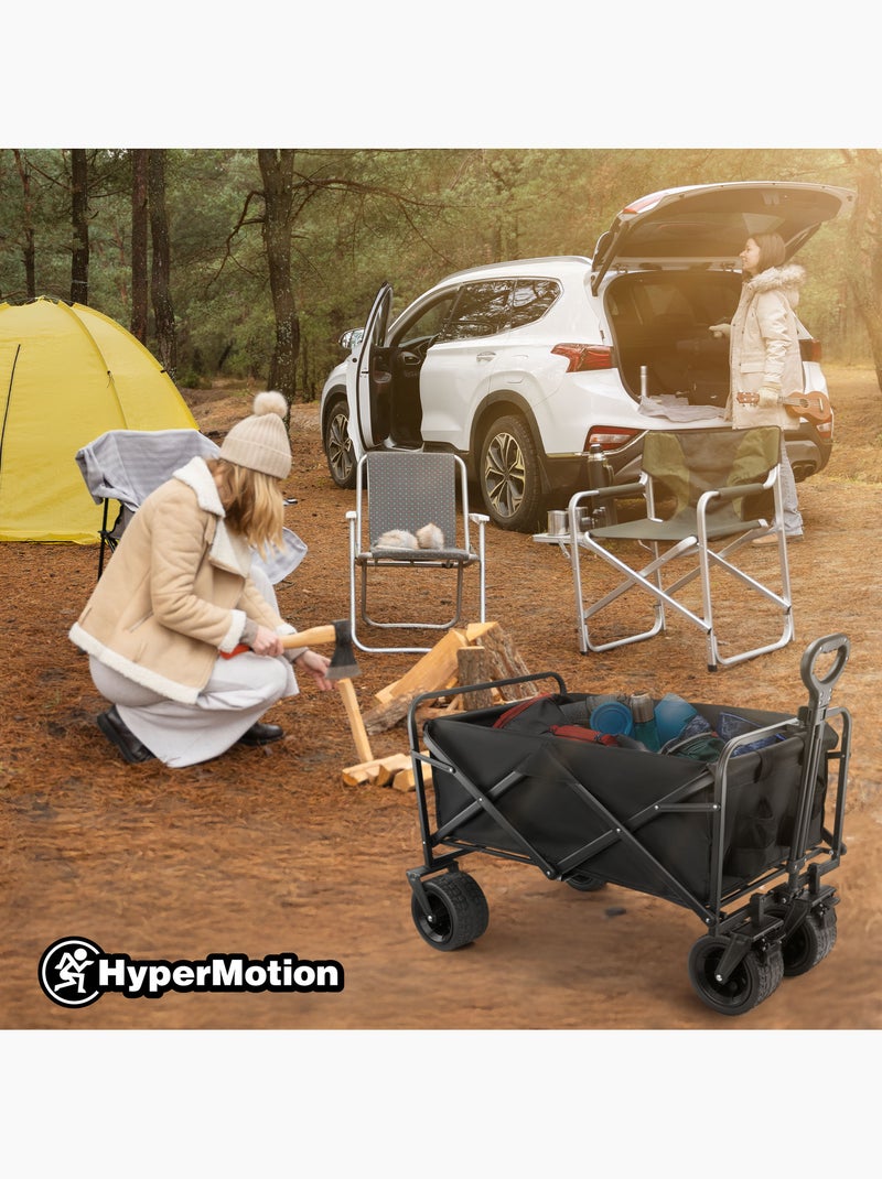 Carrello Pieghevole HyperMotion 100L Robusto 120kg, Ruote 360°, Tutto Terreno, Facile da Trasportare Nero Nero - Kiabi