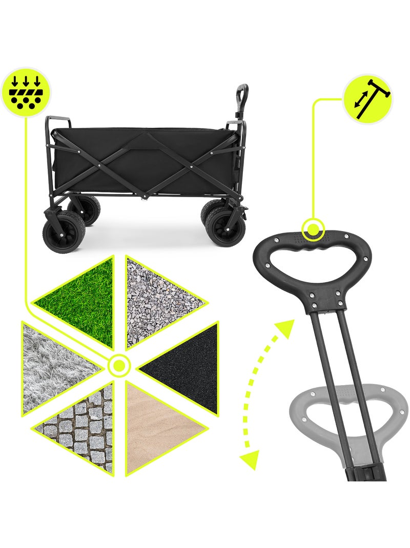 Carrello Pieghevole HyperMotion 100L Robusto 120kg, Ruote 360°, Tutto Terreno, Facile da Trasportare Nero Nero - Kiabi