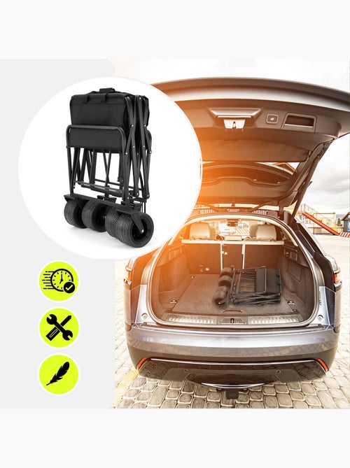 Carrello Pieghevole HyperMotion 100L Robusto 120kg, Ruote 360°, Tutto Terreno, Facile da Trasportare - Kiabi Carrello Pieghevole HyperMotion 100L Robusto 120kg, Ruote 360°, Tutto Terreno, Facile da Trasportare - Kiabi