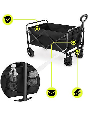 Carrello pieghevole HyperMotion 80L da trasporto, leggero e robusto, ruote 7”, portata 80 kg