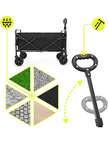Carrello pieghevole HyperMotion 80L da trasporto, leggero e robusto, ruote 7”, portata 80 kg