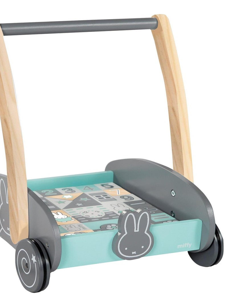 Carrello primi passi in legno + blocchi da costruzione miffy® – ROBA Grigio verde chiaro bianco - Kiabi