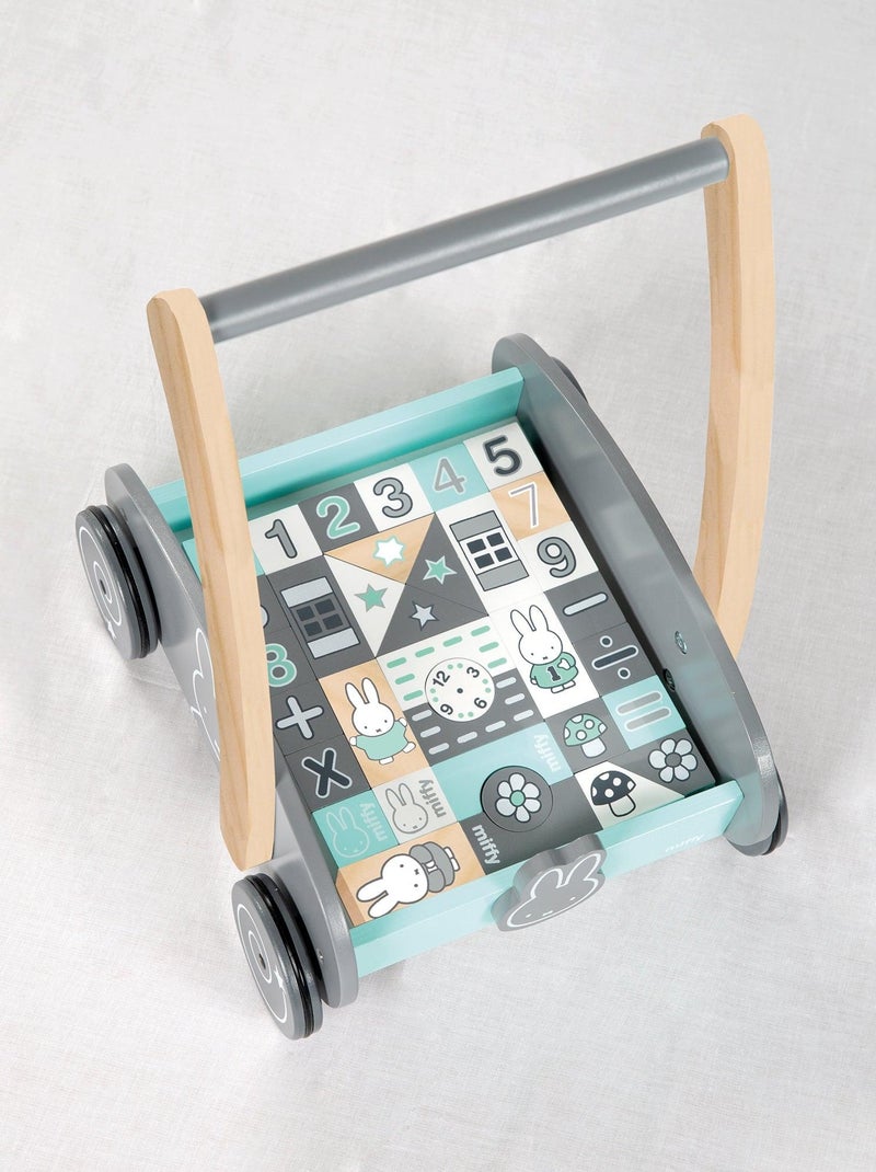 Carrello primi passi in legno + blocchi da costruzione miffy® – ROBA Grigio verde chiaro bianco - Kiabi