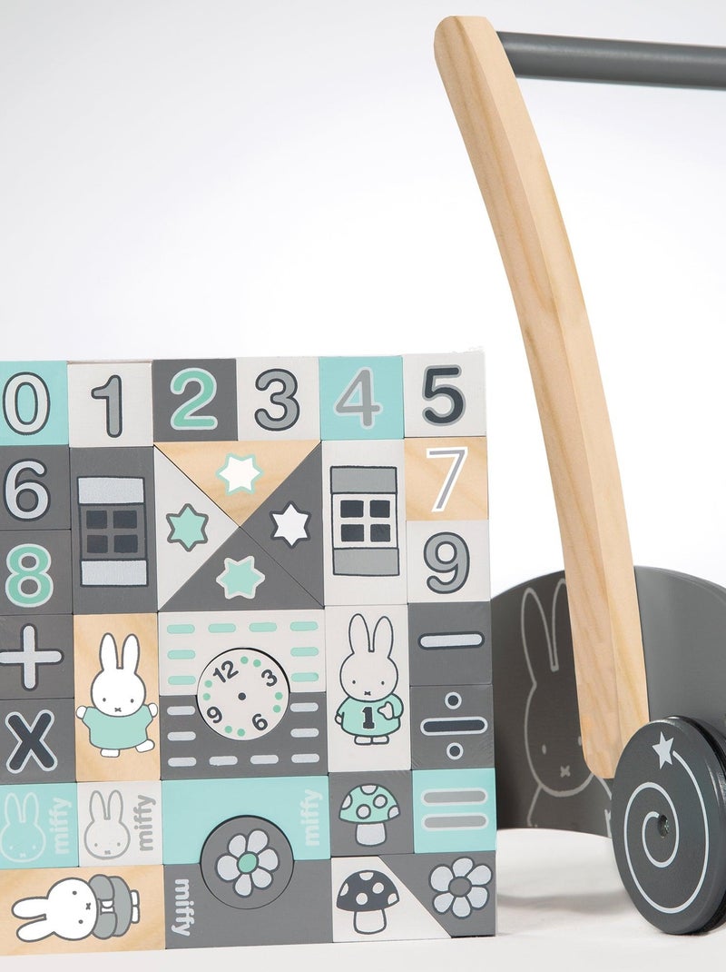 Carrello primi passi in legno + blocchi da costruzione miffy® – ROBA Grigio verde chiaro bianco - Kiabi
