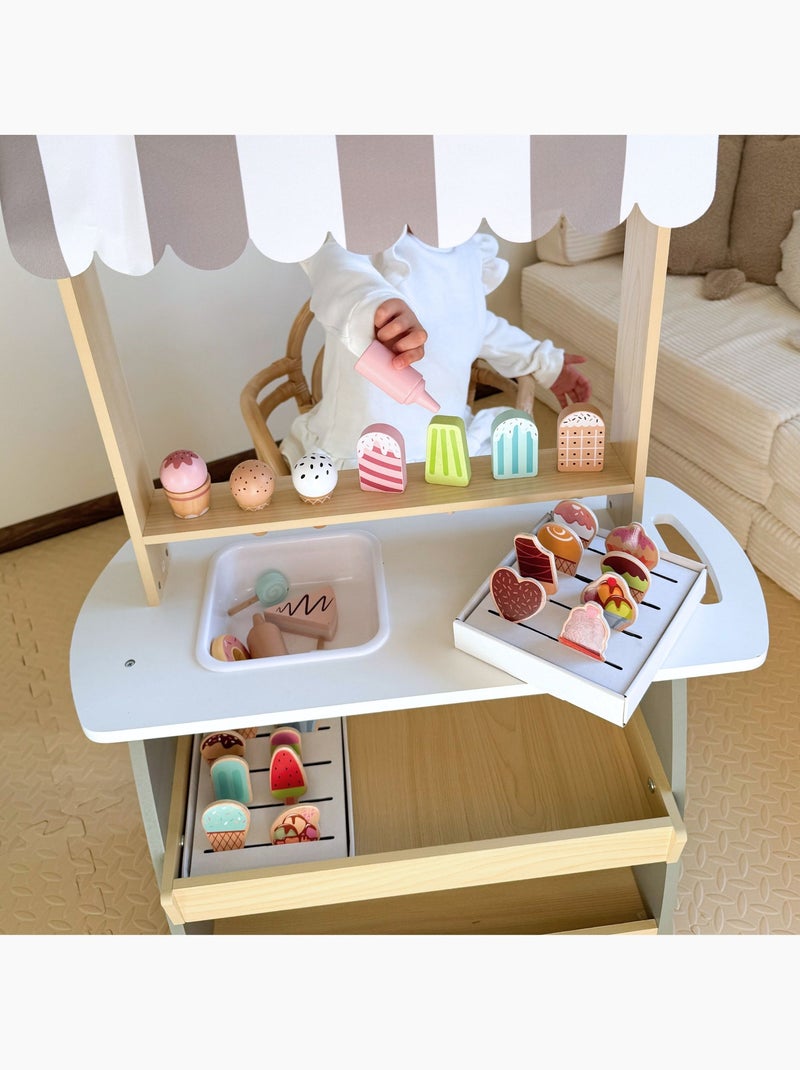 Carretto dei gelati in legno con accessori Mamabrum Grigio - Kiabi
