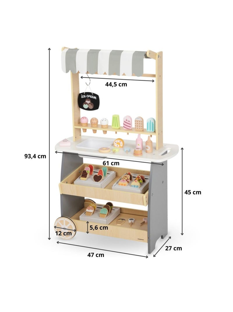 Carretto dei gelati in legno con accessori Mamabrum Grigio - Kiabi
