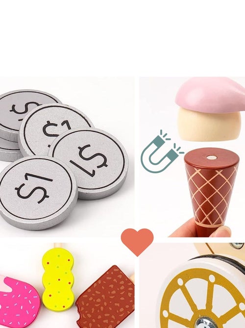 Carretto dei gelati in legno con ruote e accessori Mamabrum - Kiabi