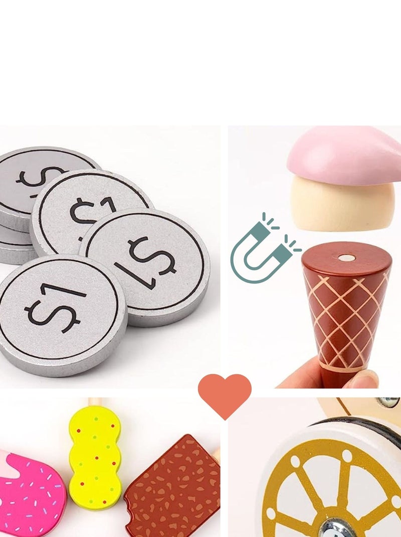 Carretto dei gelati in legno con ruote e accessori Mamabrum N/D - Kiabi