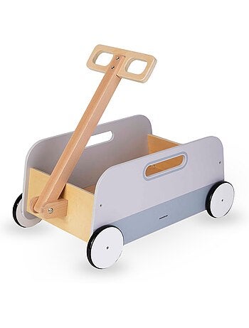 Carretto portagiochi in legno per bambini con manico da traino