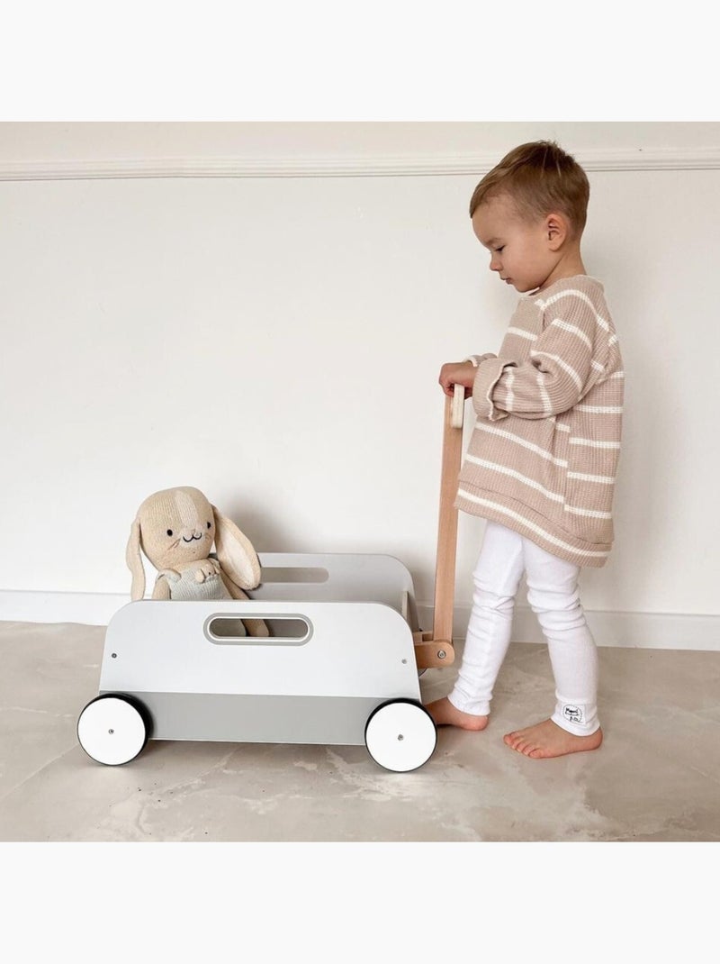 Carretto portagiochi in legno per bambini con manico da traino Grigio - Kiabi