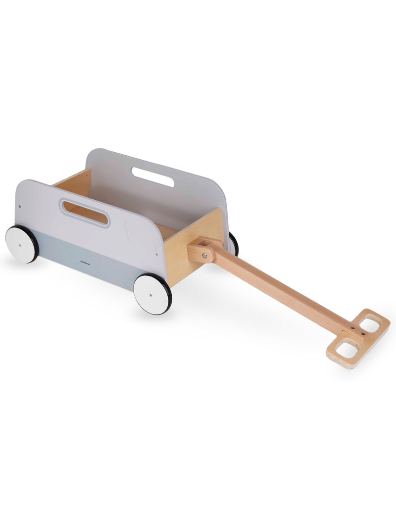 Carretto portagiochi in legno per bambini con manico da traino Grigio - Kiabi