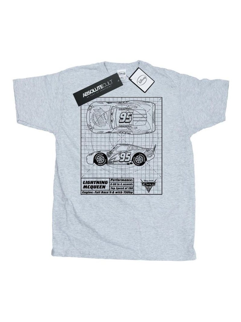 Cars Maglietta Saetta Mcqueen Planimetria Uomo Grigio melangiato - Kiabi