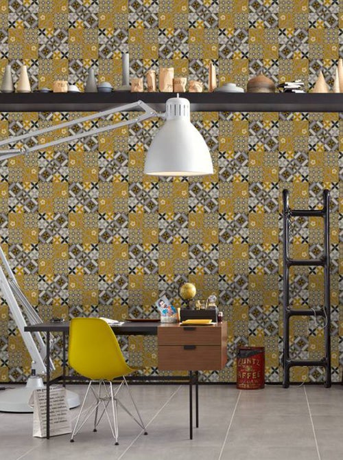 Carta da parati colorata effetto mosaico - Kiabi