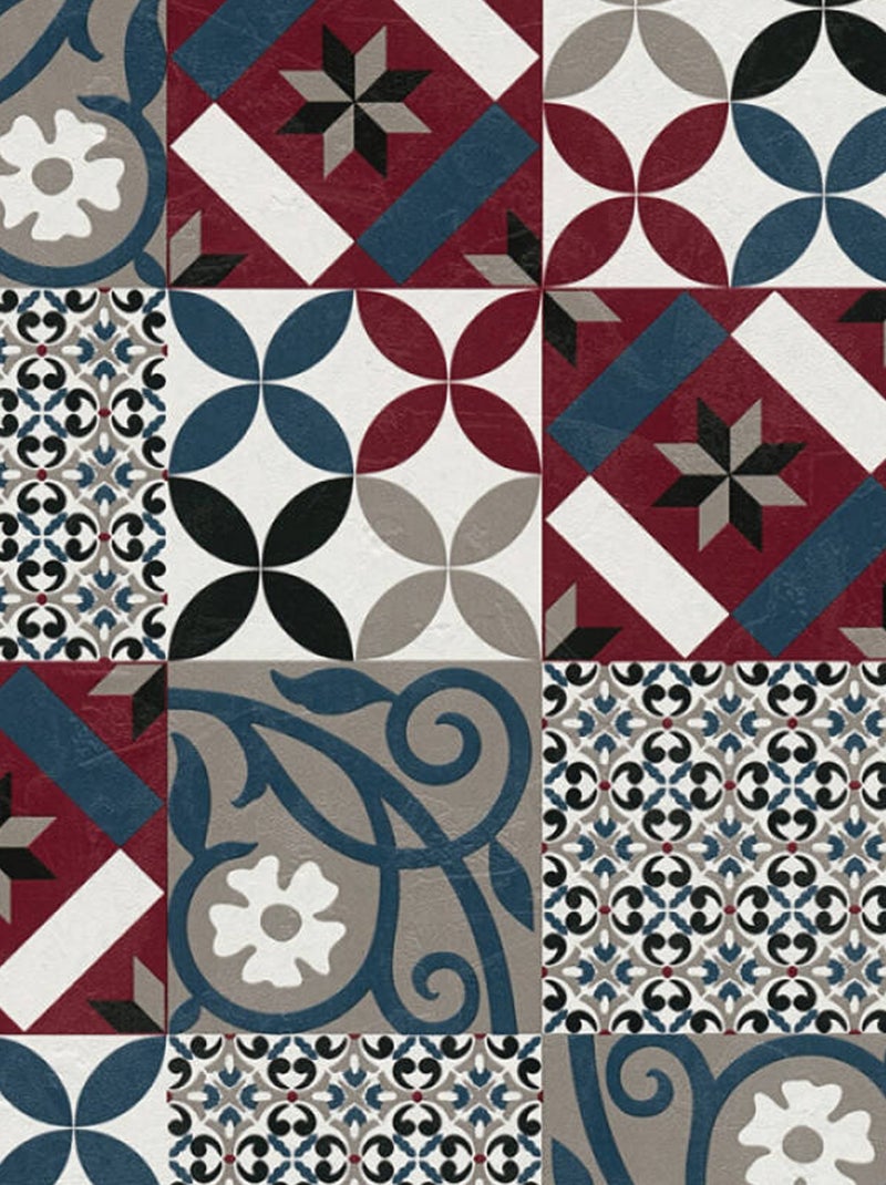 Carta da parati colorata effetto mosaico Rosso scuro - Kiabi