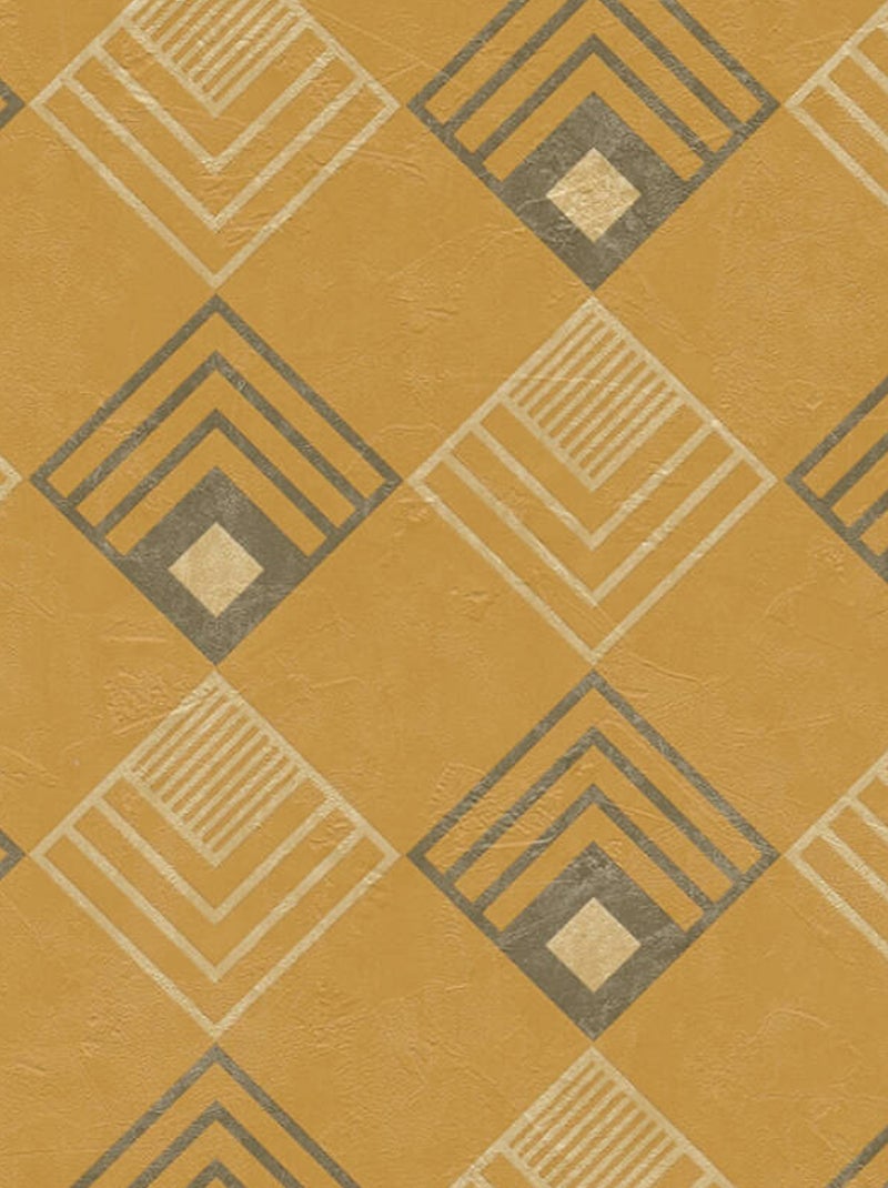 Carta da parati quadrata art déco Giallo senape - Kiabi