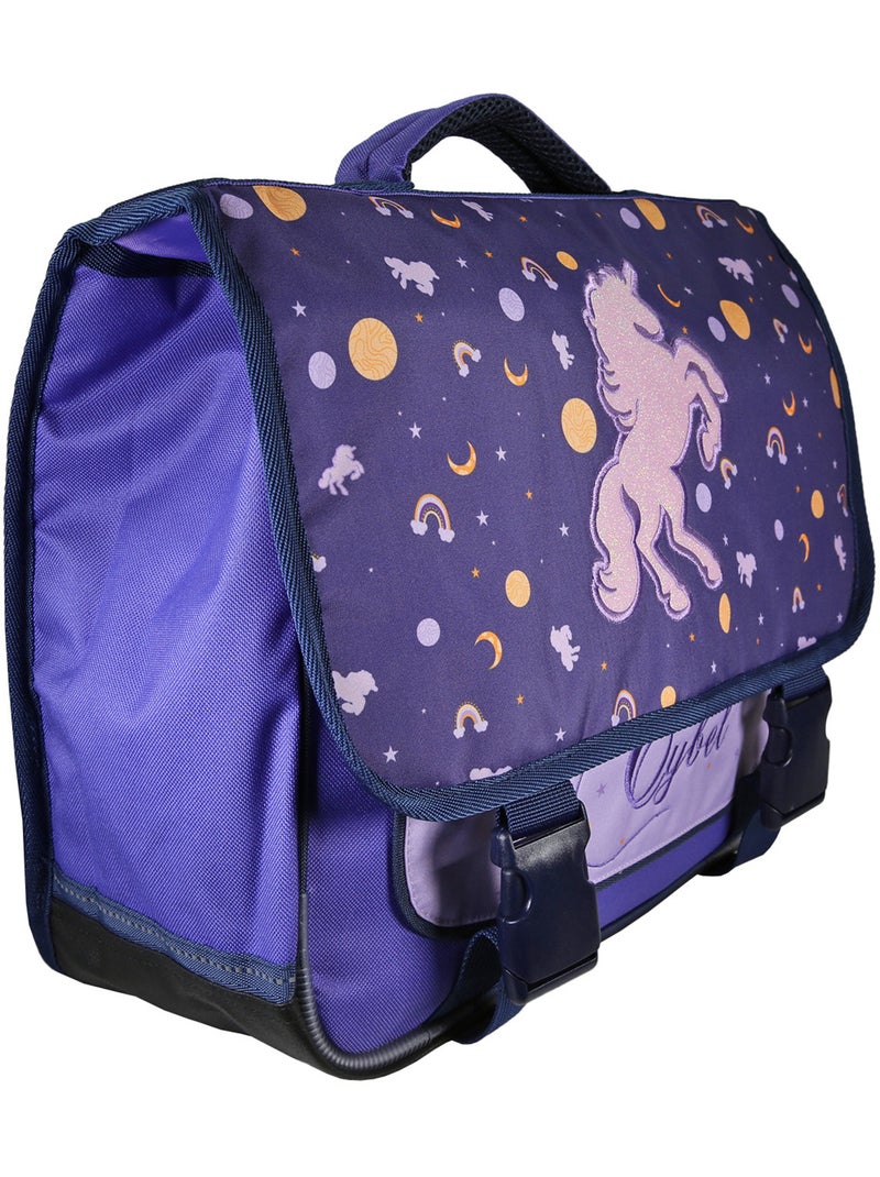 Cartella scolastica bambina Cybel Unicorno 38 cm viola 2 scomparti Blu marino - Kiabi